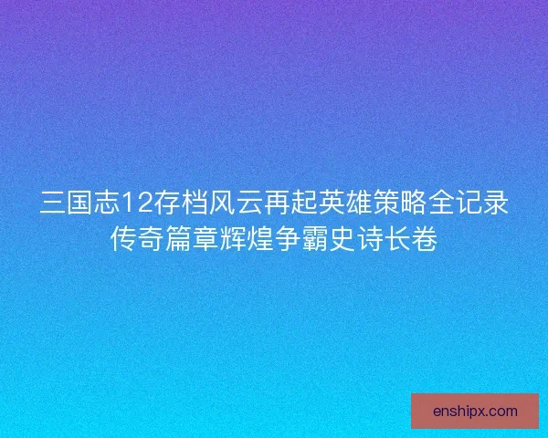 三国志12存档风云再起英雄策略全记录传奇篇章辉煌争霸史诗长卷