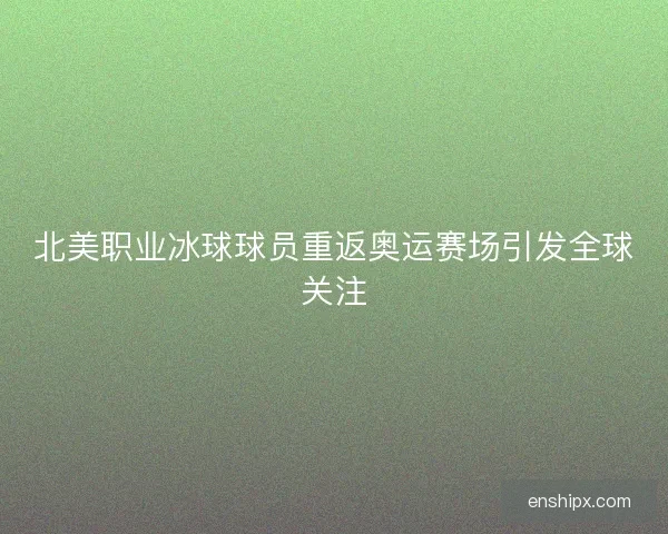 北美职业冰球球员重返奥运赛场引发全球关注